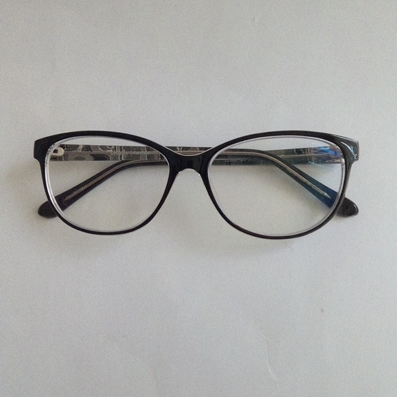 Clearly Standard Black Prescription Eyeglasses With Pattern On Handle Free Case - Picture 4 of 16